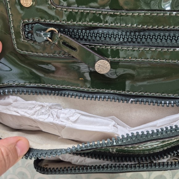 Y2k ANTONIO MELANI Patent Leather Shiny Green Patent Leather Tote Bag - Picture 2 of 14